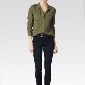 Paige Denim Amita Button Down Shirt in Desert Olive XS